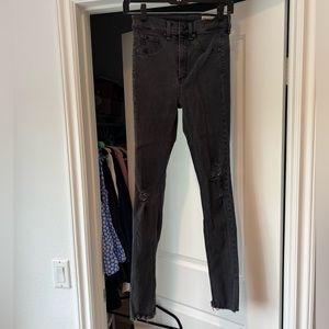 Rag & Bone High Rise Skinny Distressed Grey Jeans | Size 27